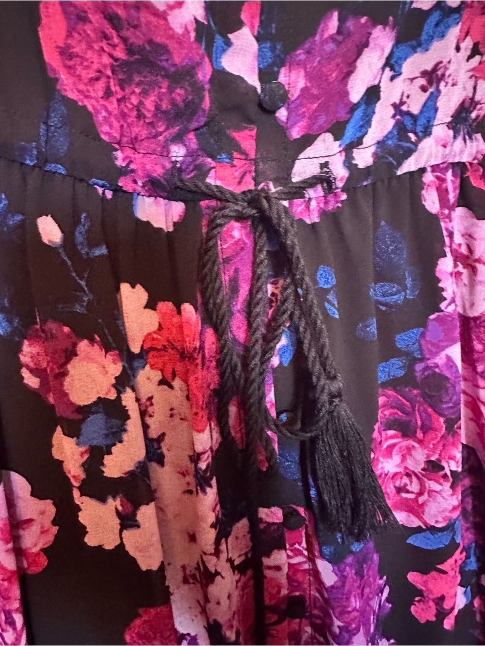 torrid Black Floral Maxi Dress with Pink & Purple Blooms - Picture 3 of 7